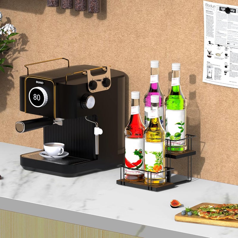 Alyoen Coffee Syrup Rack Organizer, 4 Bottles Syrup Holder Stand for Coffee Bar, Small Coffee Bar Organizer Shelf, Coffee Station Organizer for Countertop Wine, Liquor - Image 4